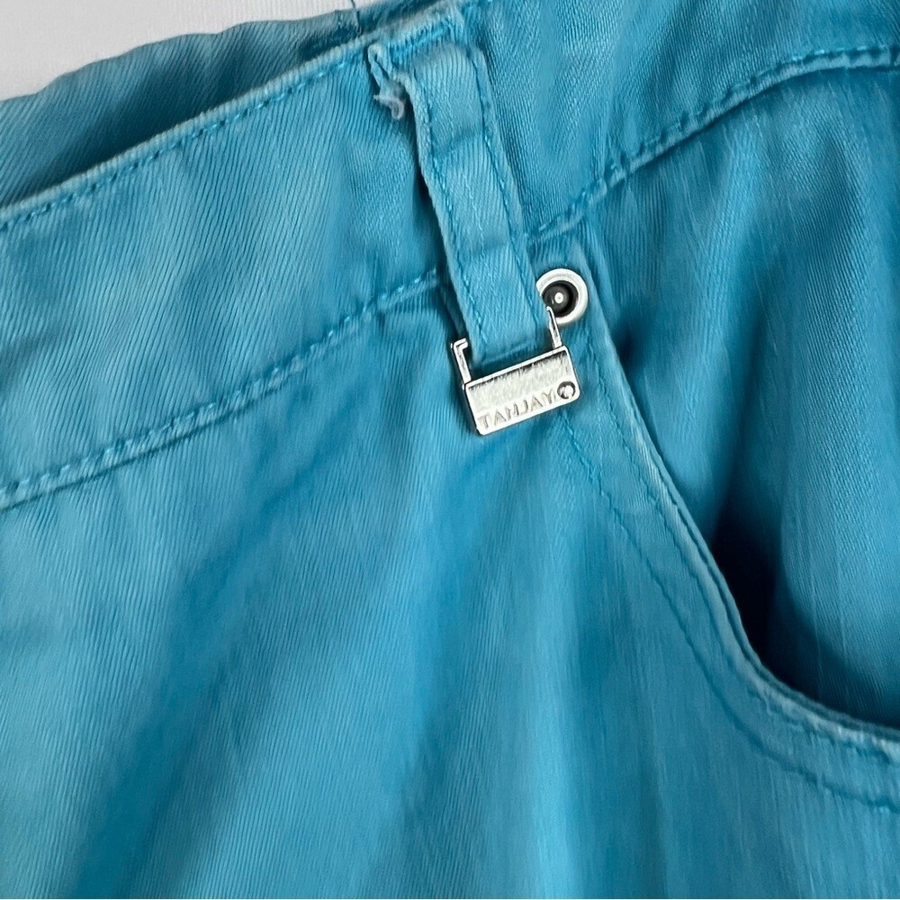 Tanjay pants bright aqua blue silver detail hardware Blue Boot Cut Pants - Picture 6 of 13